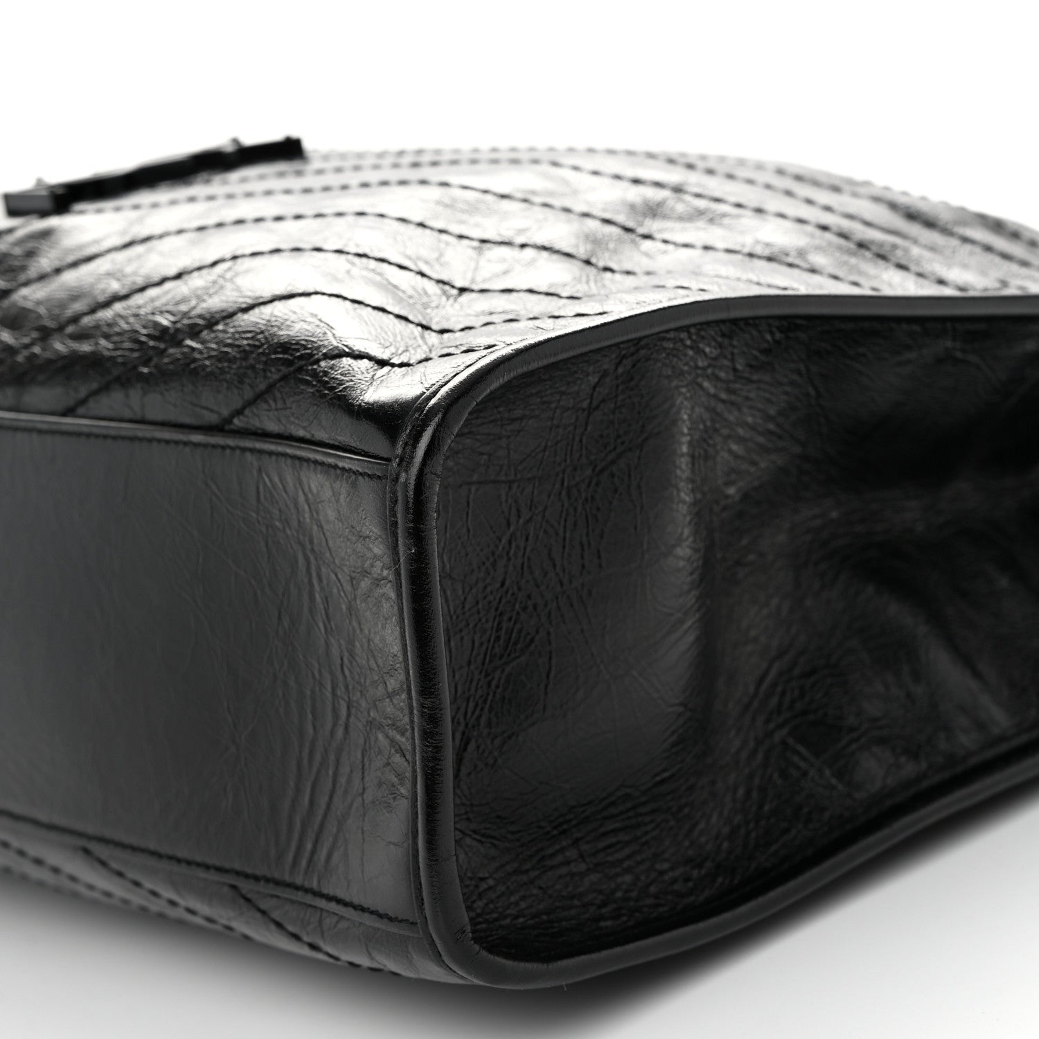 Saint Laurent Crinkled Calfskin Matelasse Monogram Large Niki Shopper Tote Black 10 of 12