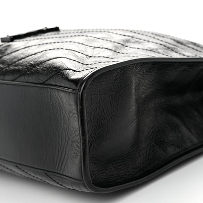 Saint Laurent Crinkled Calfskin Matelasse Monogram Large Niki Shopper Tote Black 10 of 12