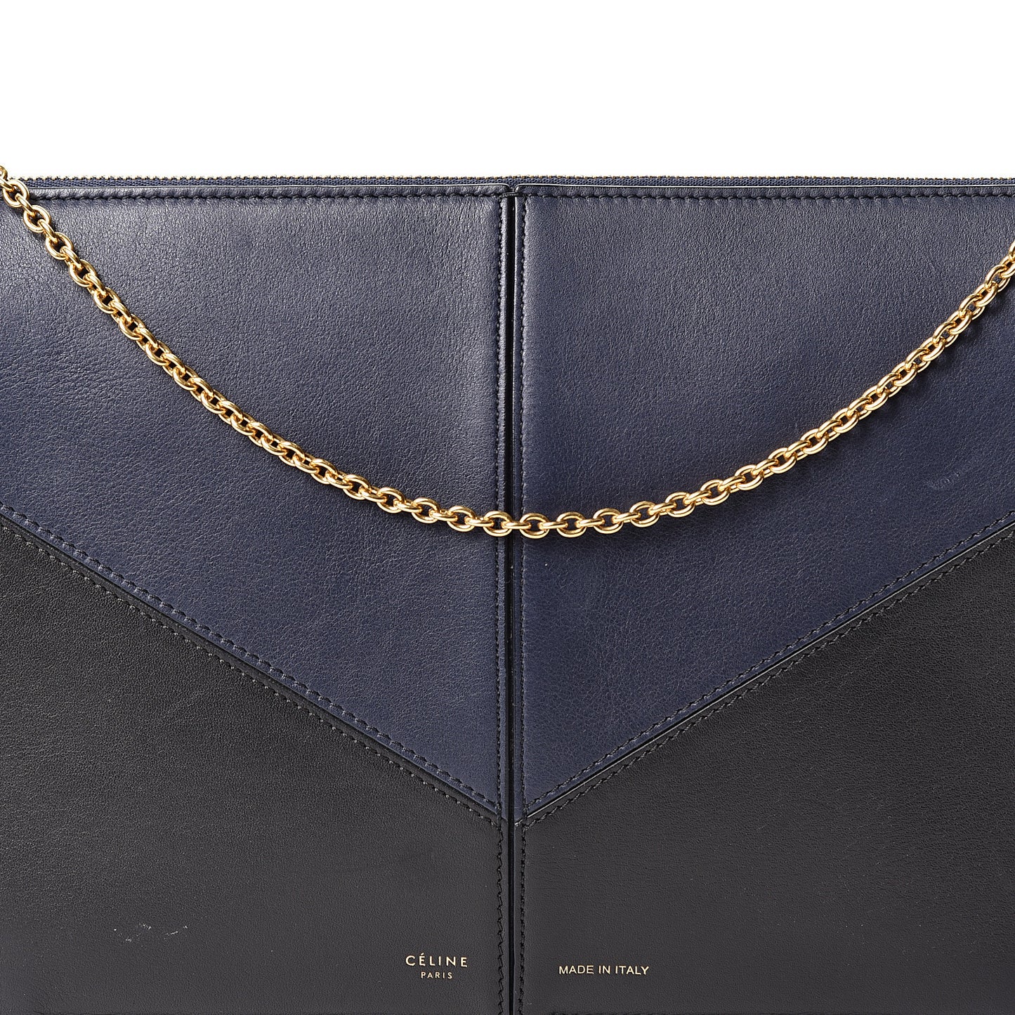 Supple Natural Calfskin Tri-Fold Clutch Black Blue