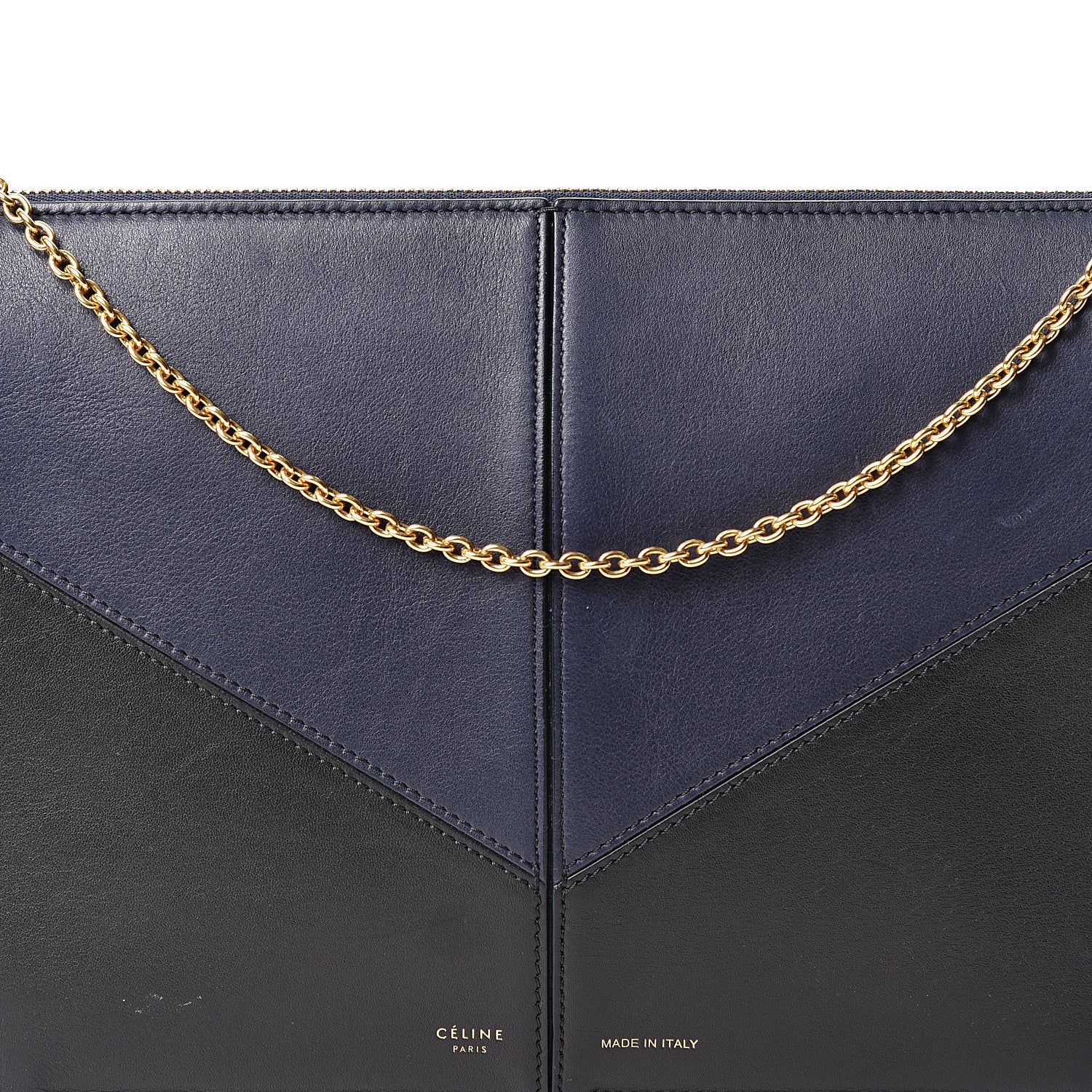 Celine Supple Natural Calfskin Tri-Fold Clutch Black Blue 6 of 8