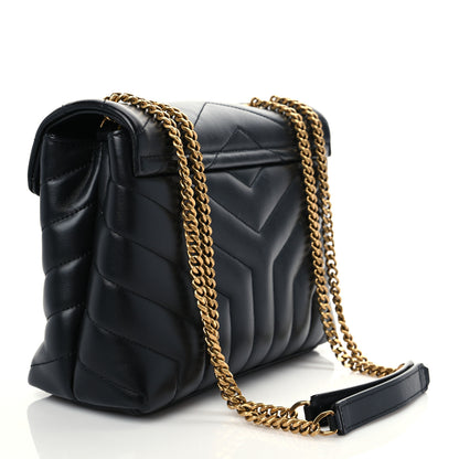 Saint Laurent Calfskin Y Quilted Monogram Small Loulou Chain Satchel Black 3 of 8