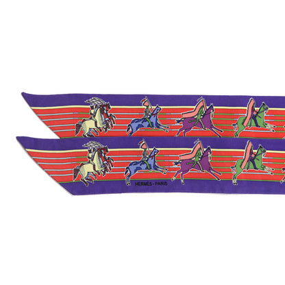 Hermes Silk Pani La Shar Pawnee Twilly Violet Rouge Jaune Pale 2 of 4