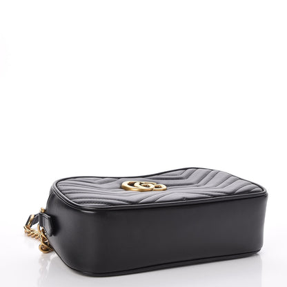 Gucci Calfskin Matelasse Small GG Marmont Chain Shoulder Bag Black 4 of 8
