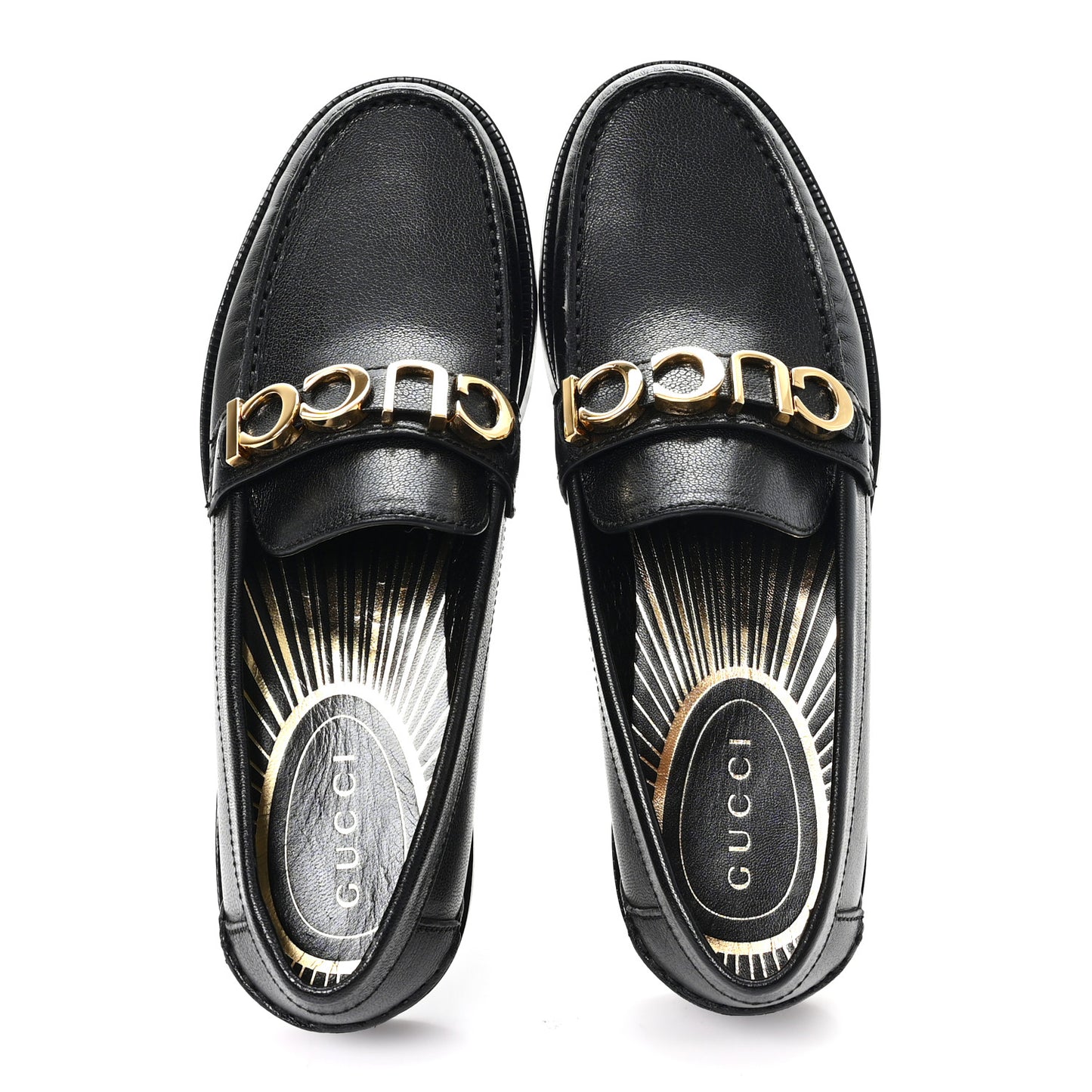 Goatskin Womens Logo 15mm Loafers 38.5 Black
