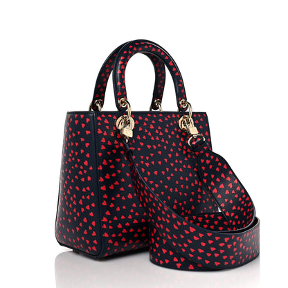 Christian Dior Calfskin I Love Paris Medium Lady Dior Navy Red 3 of 9
