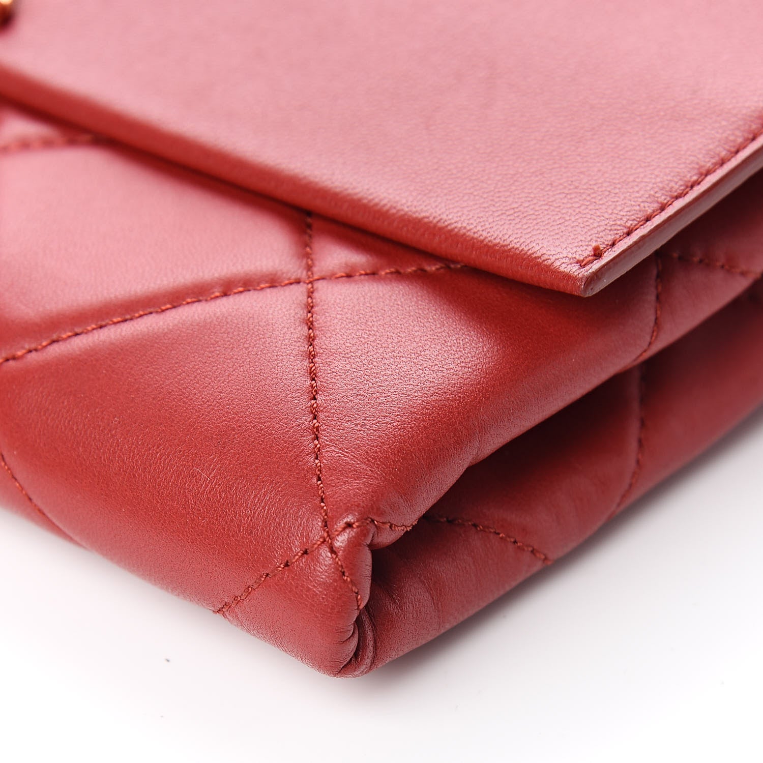 Chanel Lambskin Quilted Retro Label Clutch Red 10 of 11