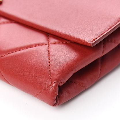 Chanel Lambskin Quilted Retro Label Clutch Red 10 of 11