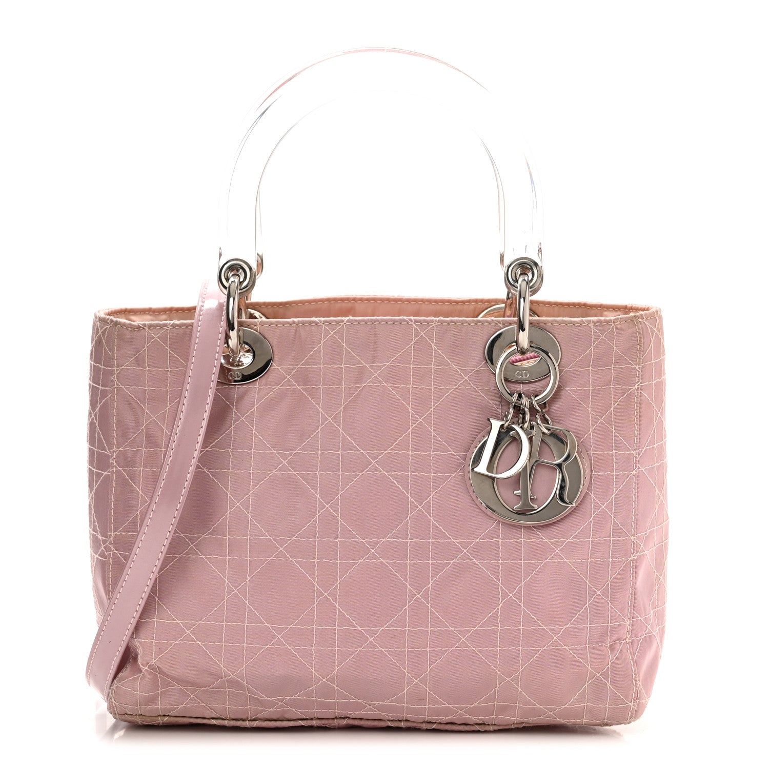 Christian Dior Lucite Nylon Cannage Medium Lady Dior Pink 1 of 10