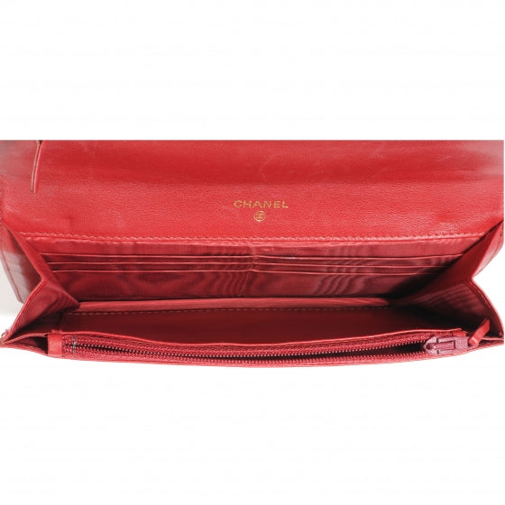 Chanel Caviar CC Flap Clutch Wallet Red 6 of 9