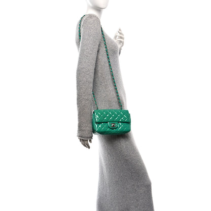 Chanel Patent Calfskin Quilted Mini Rectangular Flap Green 2 of 11