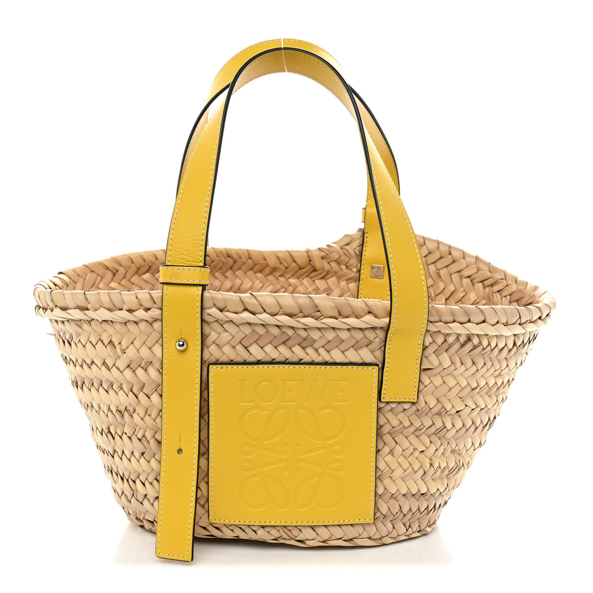 Raffia Small Basket Tote Bag Natural Yellow