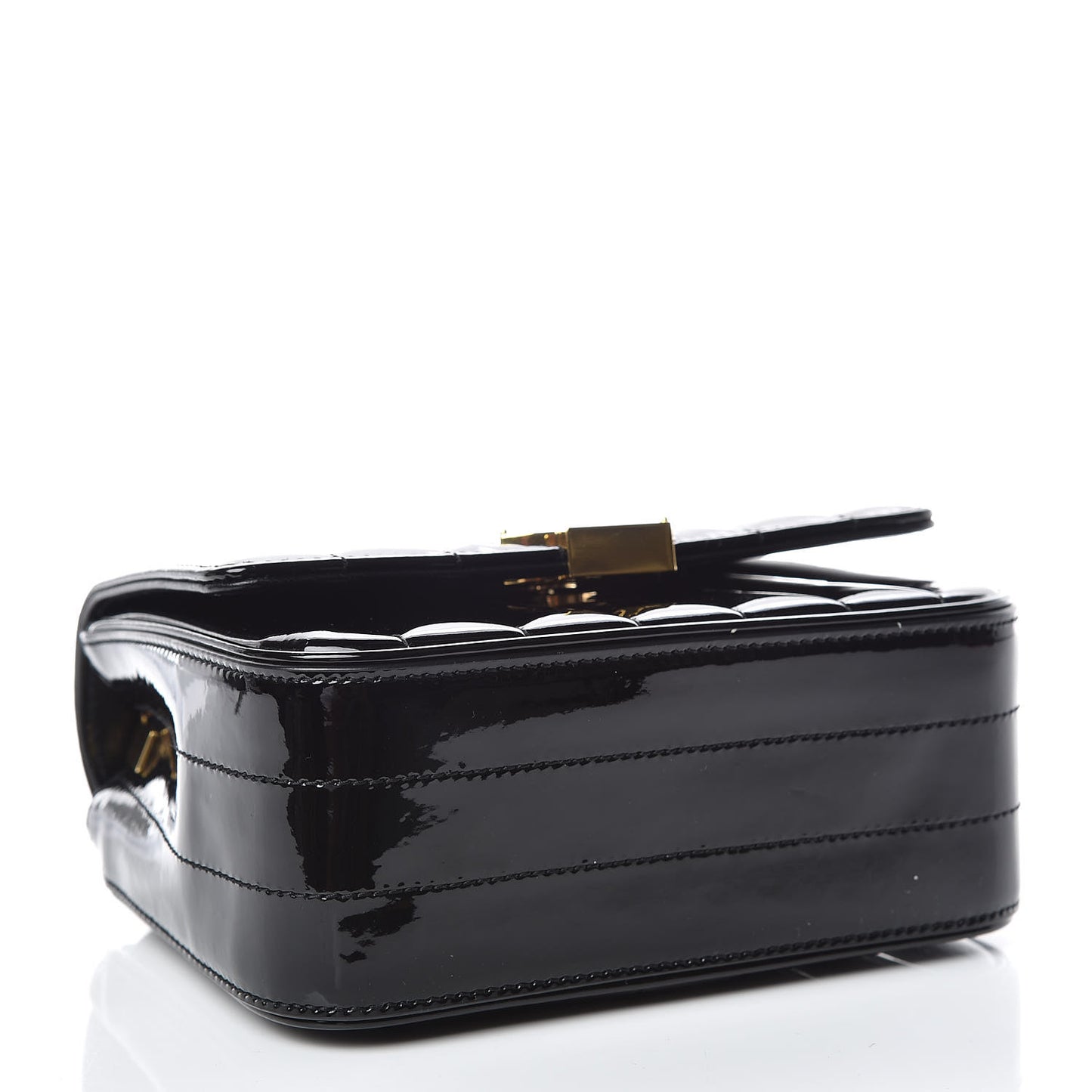 Patent Calfskin Matelasse Monogram Small Vicky Chain Bag Black