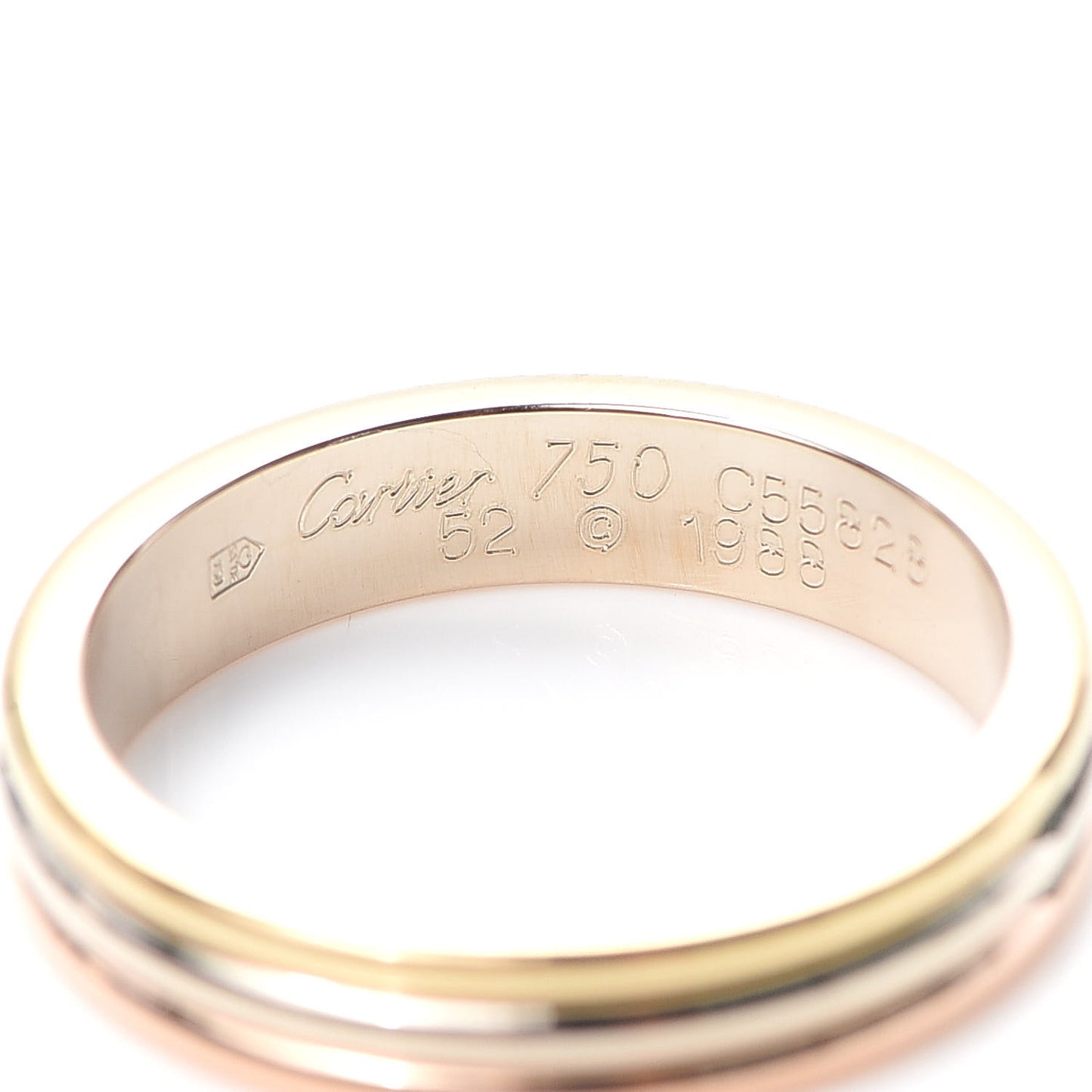 18K Pink White Yellow Gold 4mm Trinity Wedding Band Ring 52 6