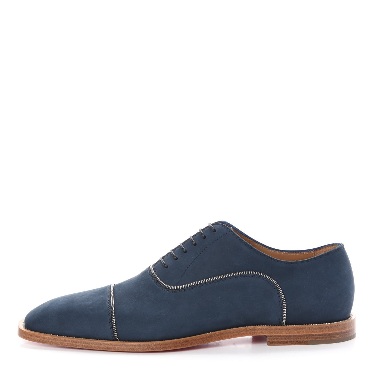 Calfskin Nubuck Mens Greggo Flat Oxfords 40.5 Navy