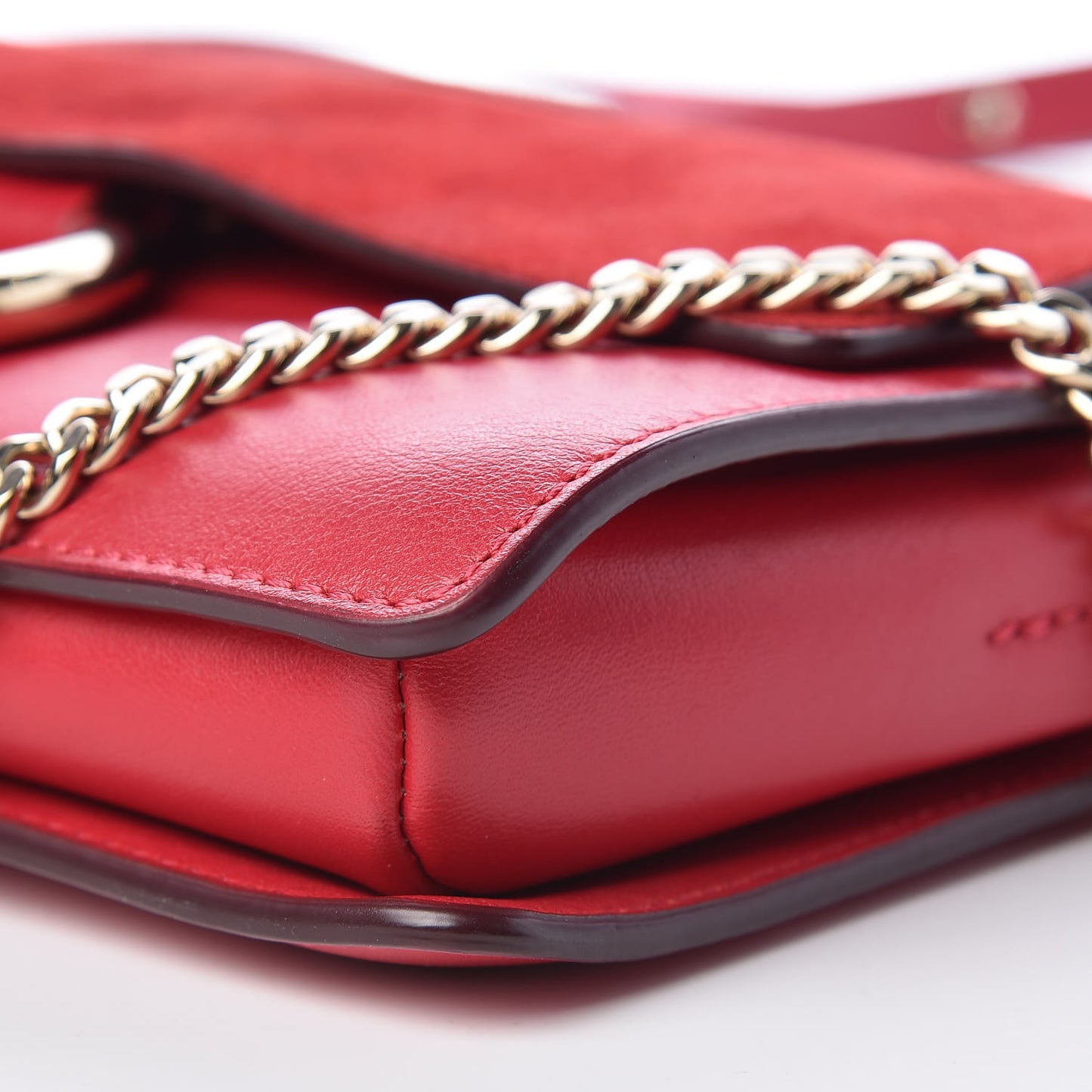 Suede Calfskin Small Faye Shoulder Bag Tulip Red
