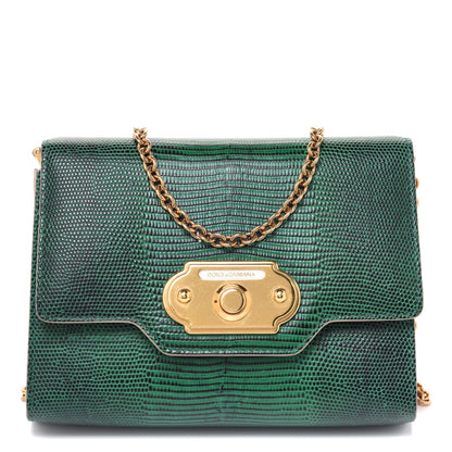 Dolce & Gabbana Iguana Calfskin Embossed Mini Welcome Crossbody Bag Green 1 of 10