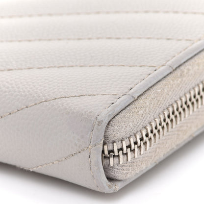 Saint Laurent Grain De Poudre Matelasse Chevron Monogram Zip Around Wallet Granite 8 of 10