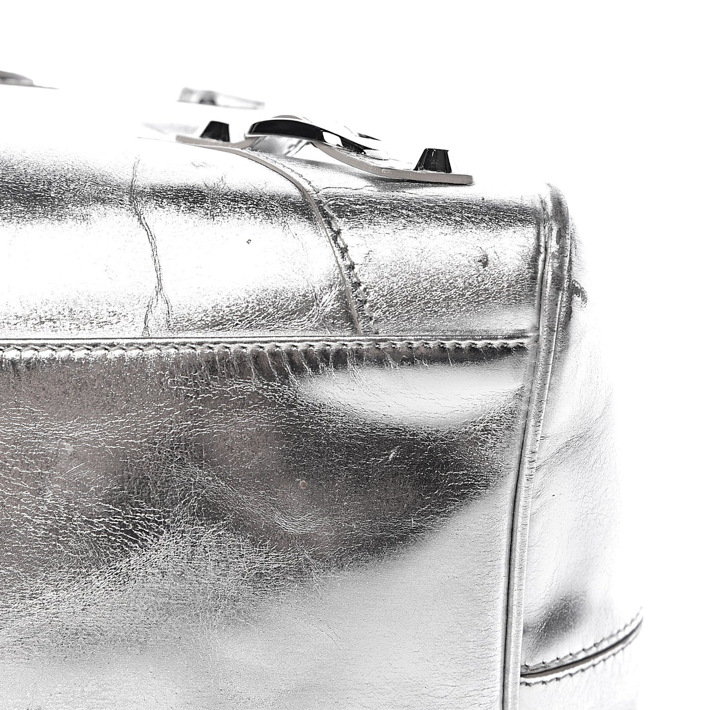 Metallic Calfskin Motocross Classic Hardware Bowling MM Silver Hardware