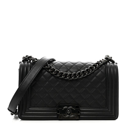 Chanel Calfskin Quilted Medium Boy Flap So Black 1 of 10