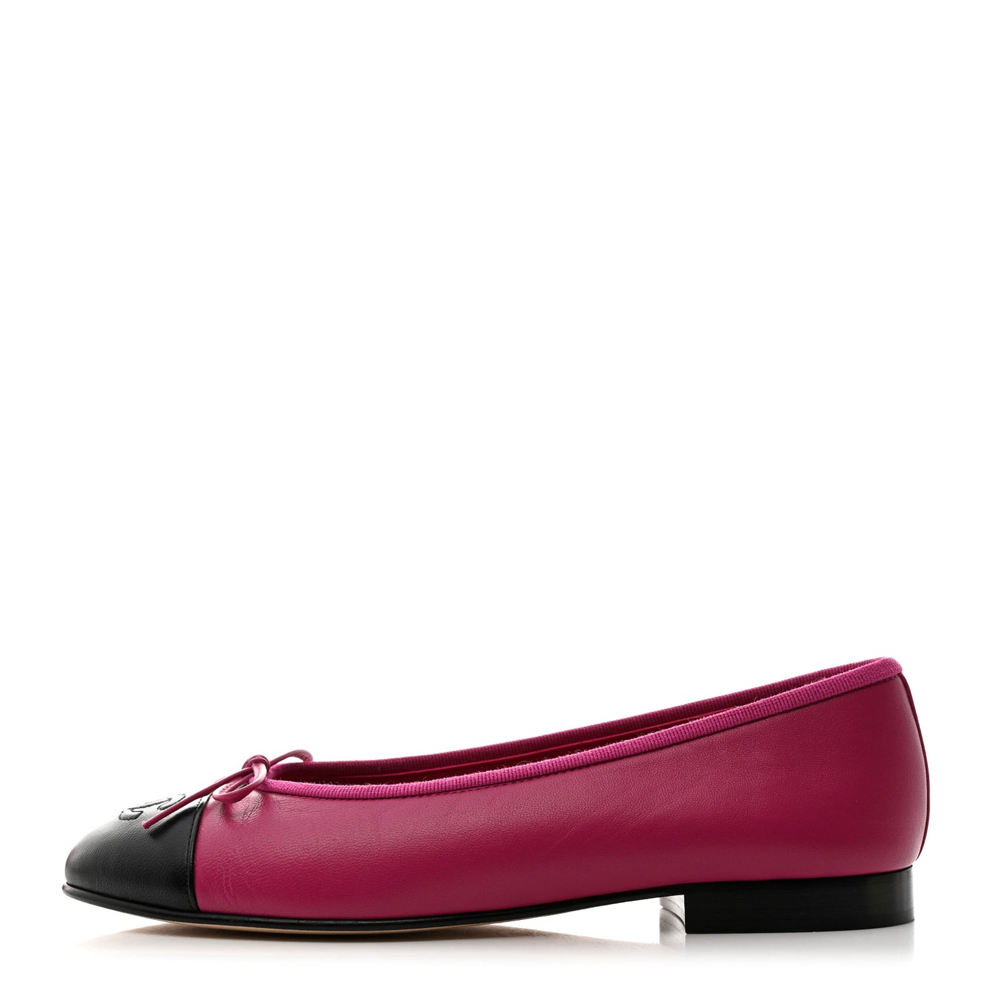 Lambskin Cap Toe CC Ballerina Flats 36.5 Fuchsia Black