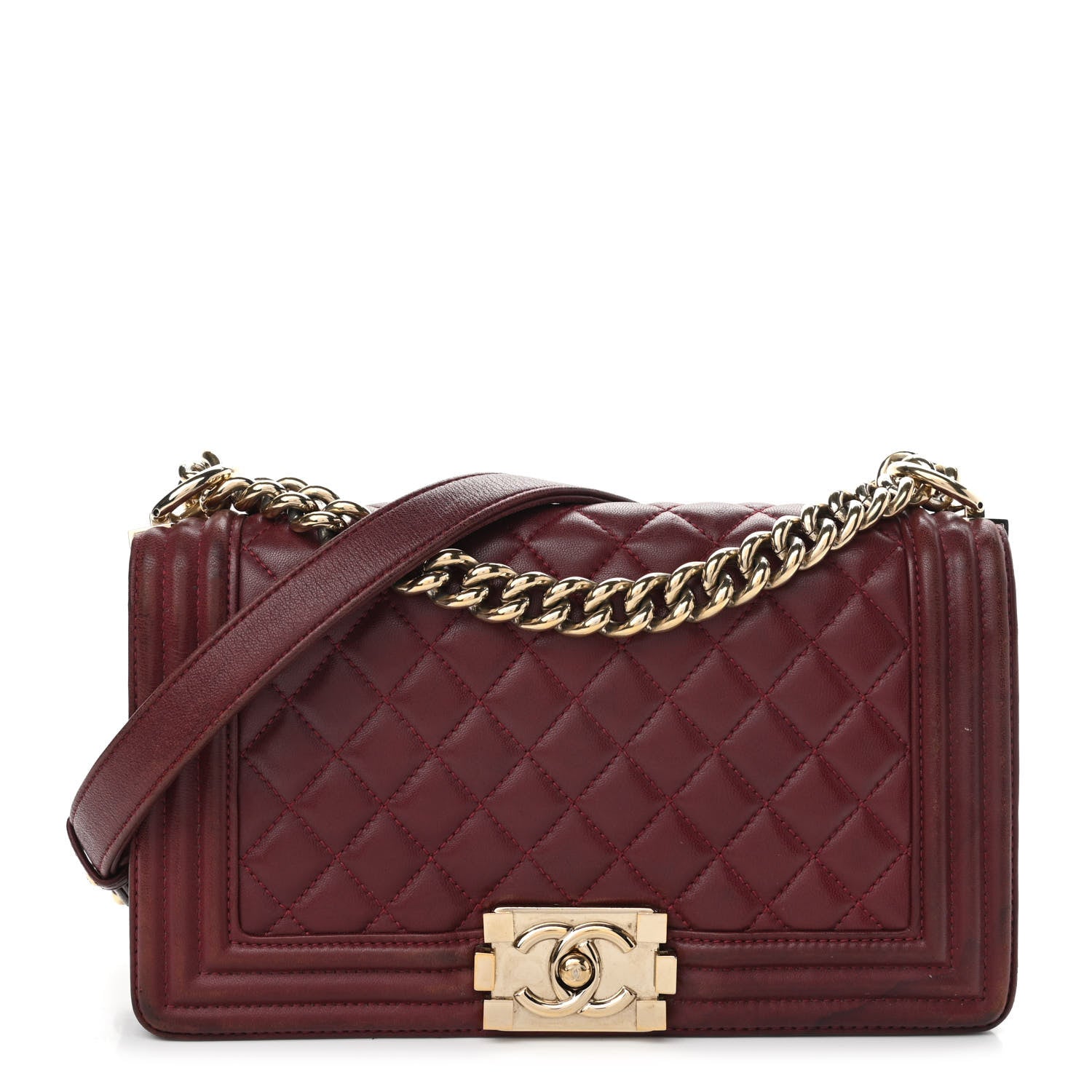 Chanel Lambskin Quilted Medium Boy Flap Dark Red 1 of 10