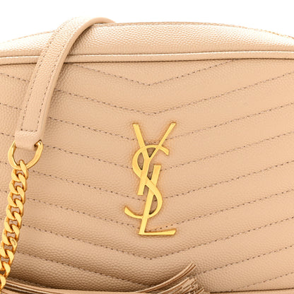 Saint Laurent Grain De Poudre Matelasse Monogram Mini Lou Camera Bag Dark Beige 8 of 10