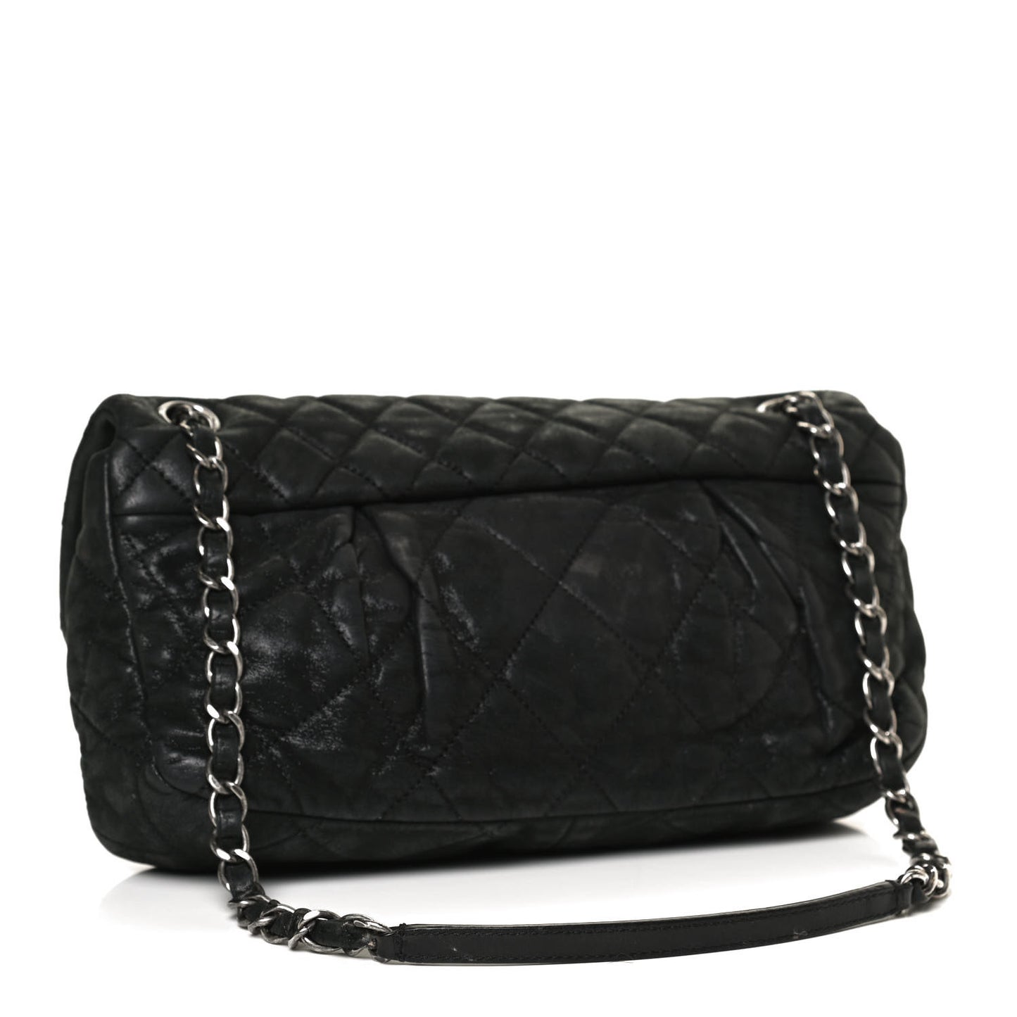 Iridescent Calfskin Quilted East West Flap Black