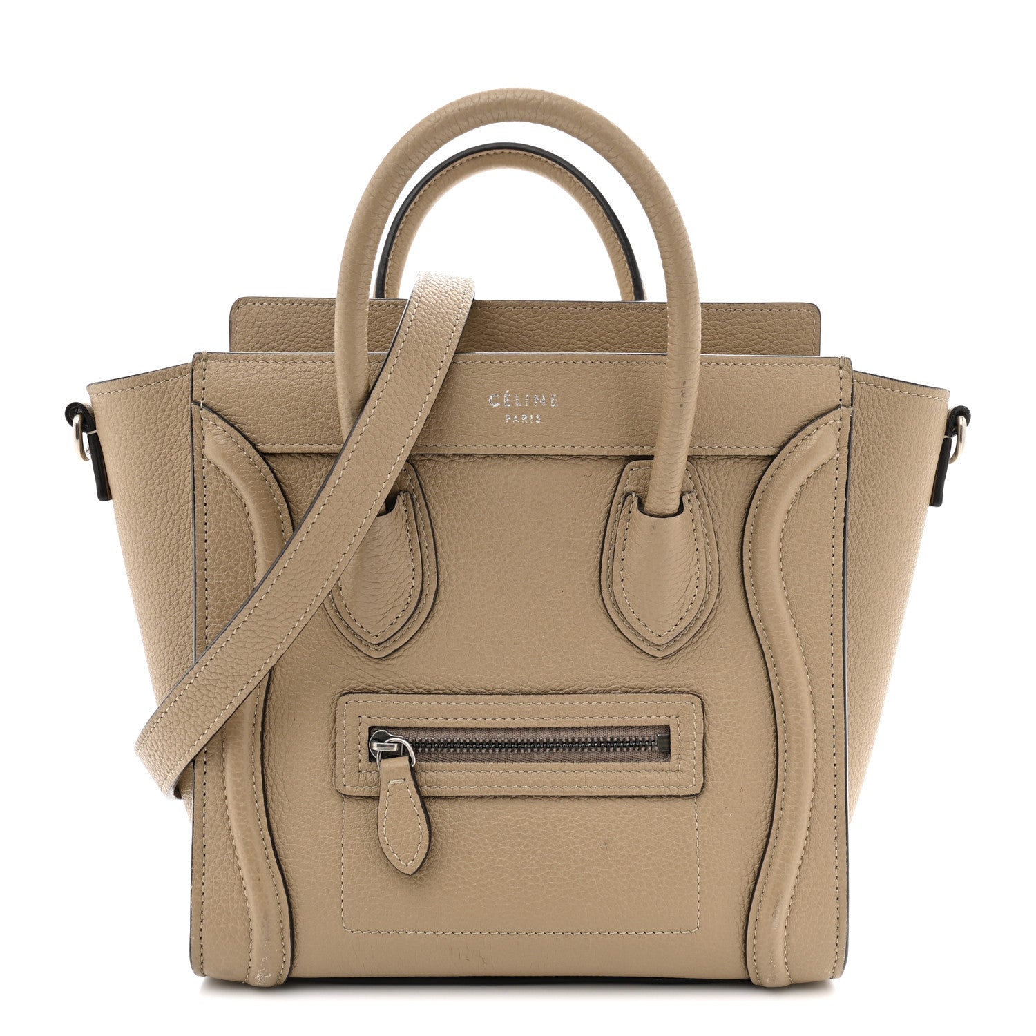 Celine Drummed Calfskin Nano Luggage Dune 1 of 11