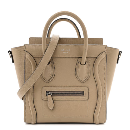 Celine Drummed Calfskin Nano Luggage Dune 1 of 11