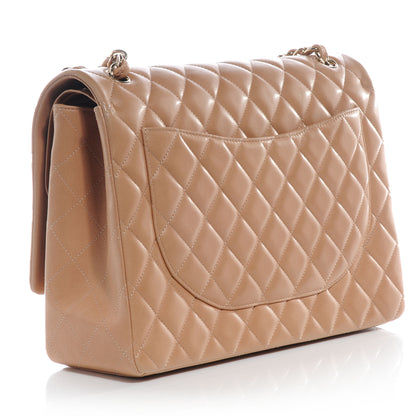 Chanel Lambskin Quilted Maxi Double Flap Beige 3 of 8