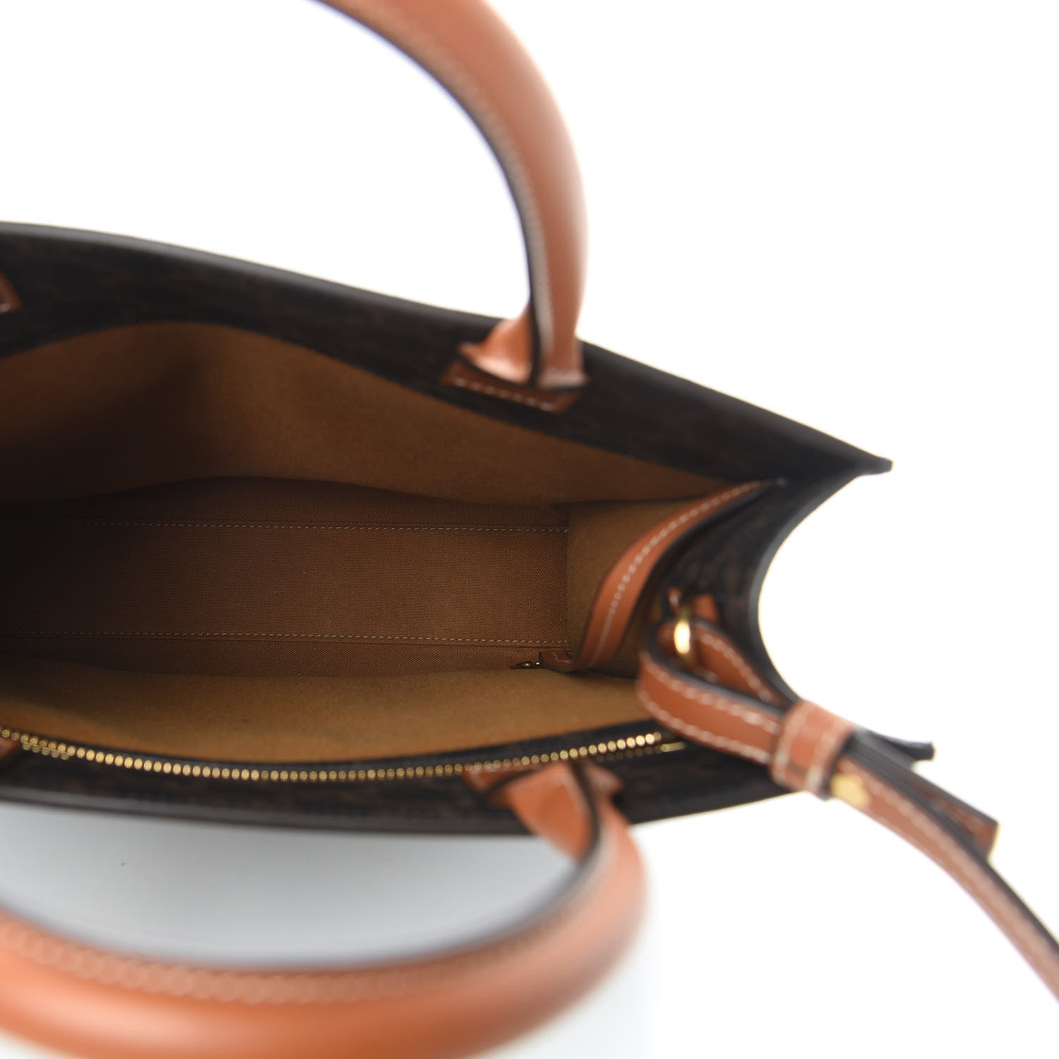 Celine Triomphe Canvas Calfskin Small Vertical Cabas Tan 5 of 13