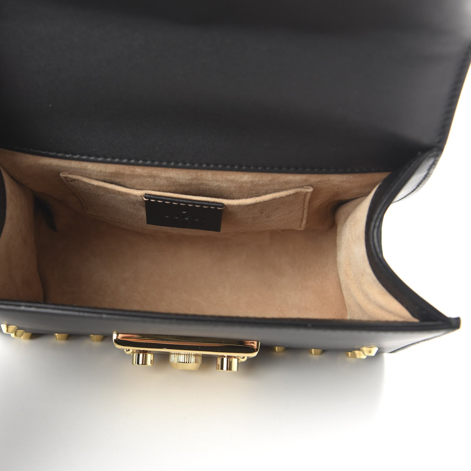 Gucci Calfskin Studded Small Padlock Shoulder Bag Black 5 of 10