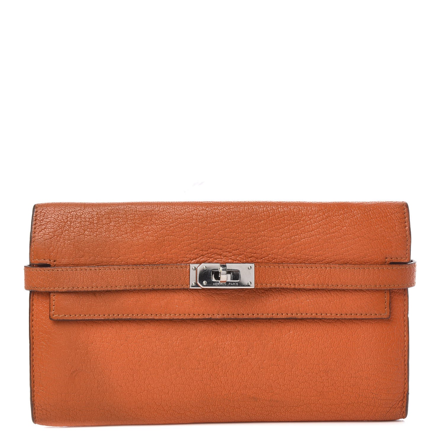 Hermes Chevre Mysore Kelly Longue Wallet Orange 1 of 6
