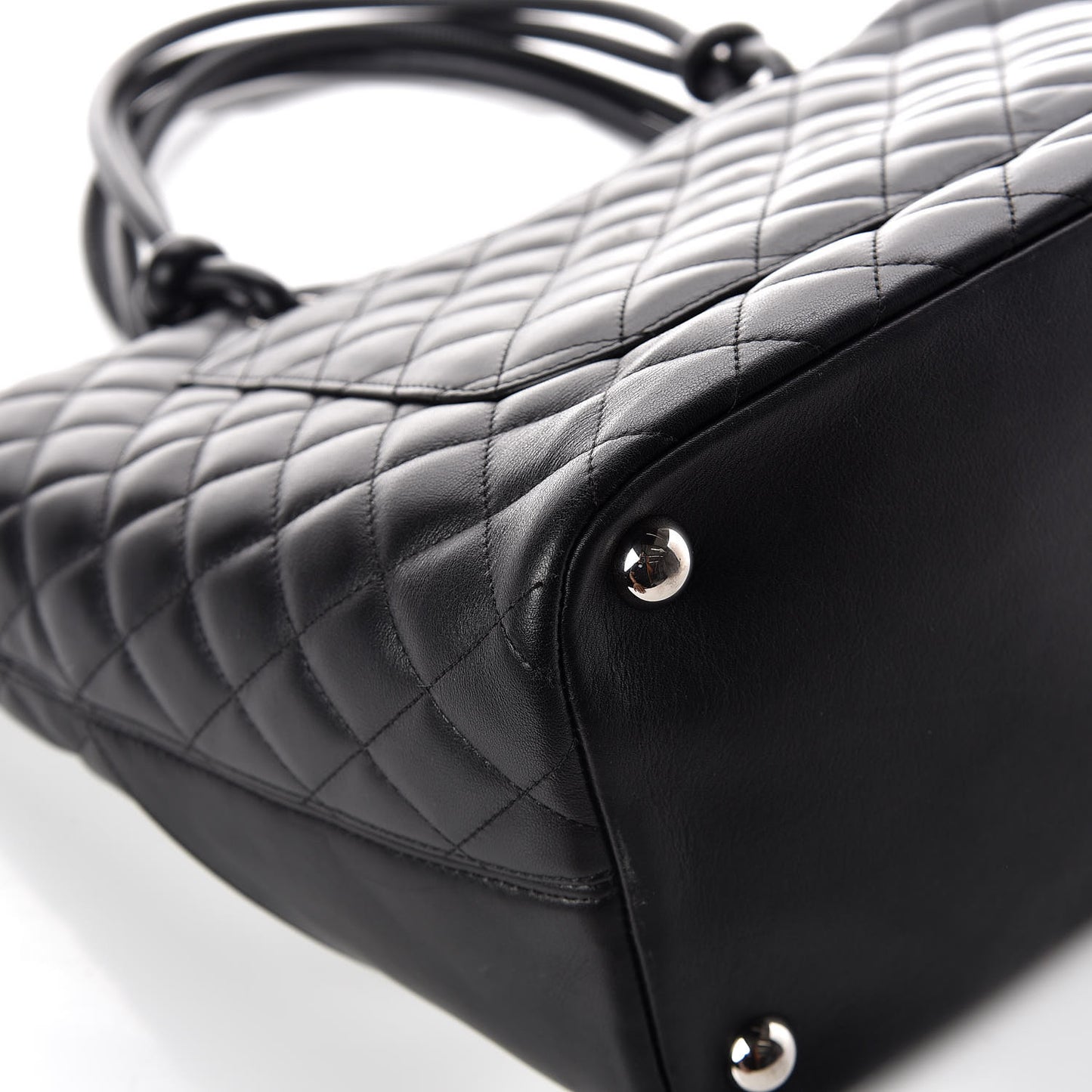 Calfskin Quilted Large Cambon Tote Black