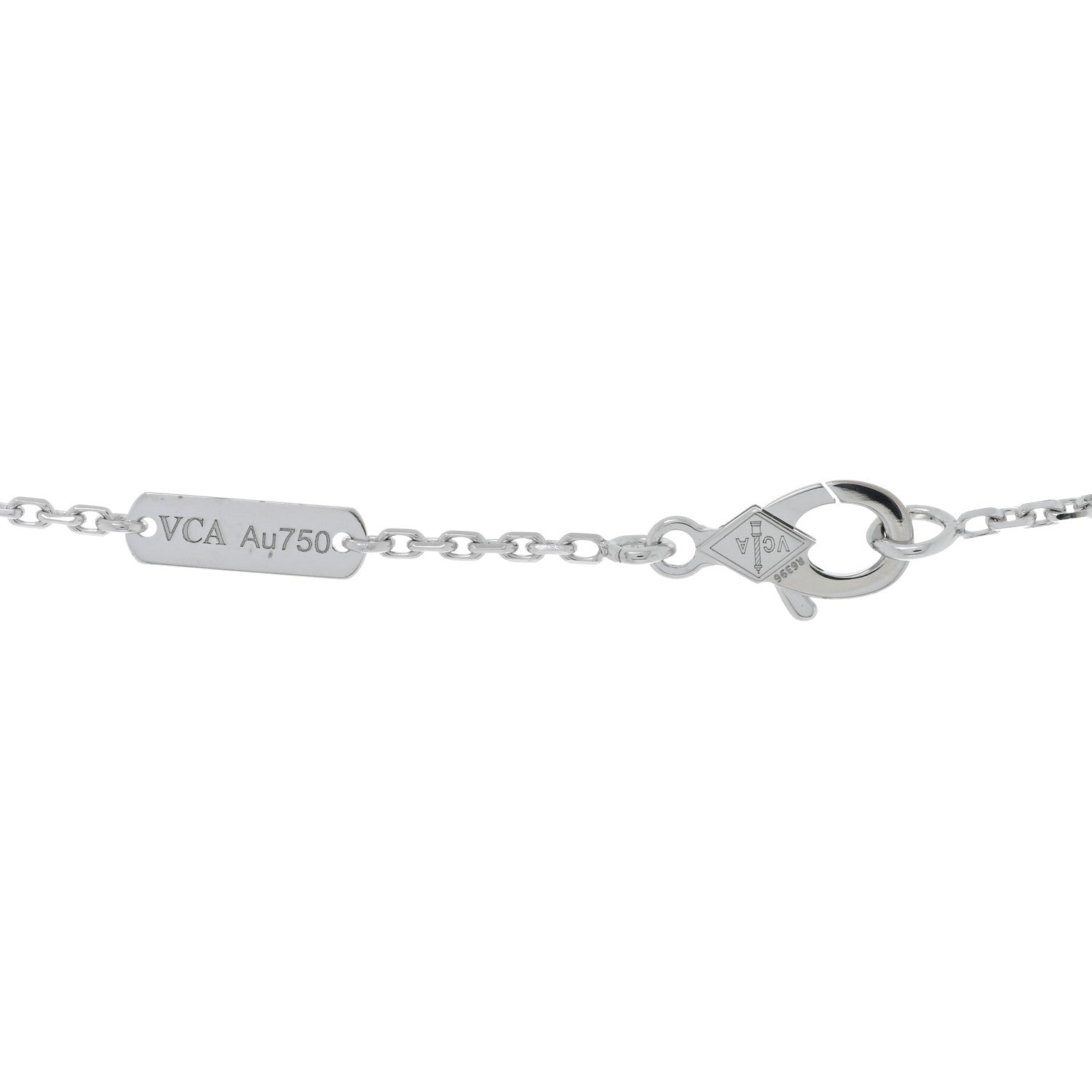 Van Cleef & Arpels 18K White Gold Guilloche Vintage Alhambra Pendant Necklace 4 of 5