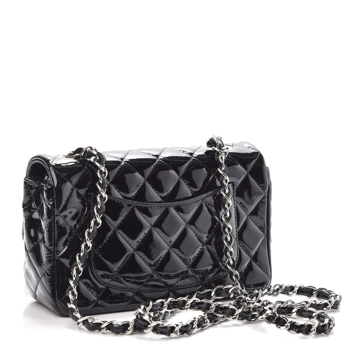 Chanel Patent Calfskin Quilted Mini Rectangular Flap Black 3 of 9