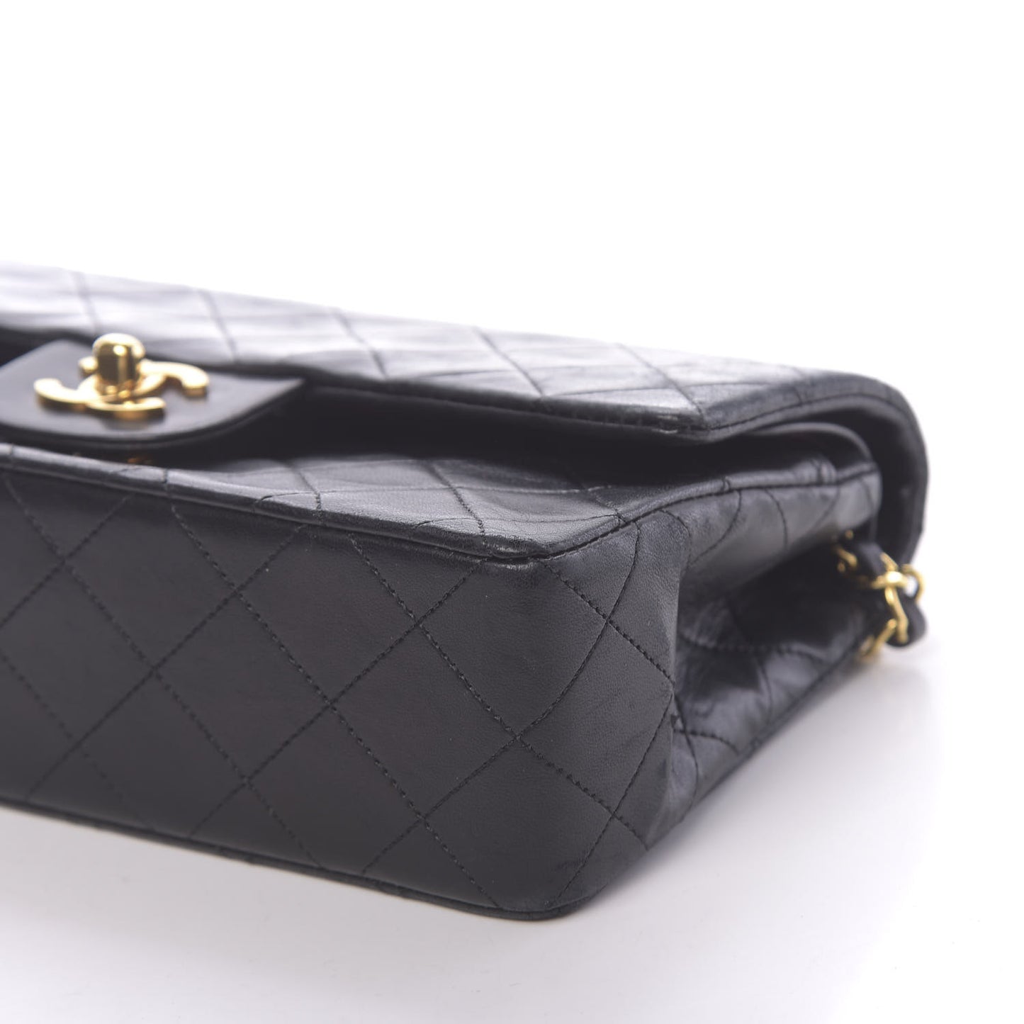 Lambskin Quilted Small Double Flap Black