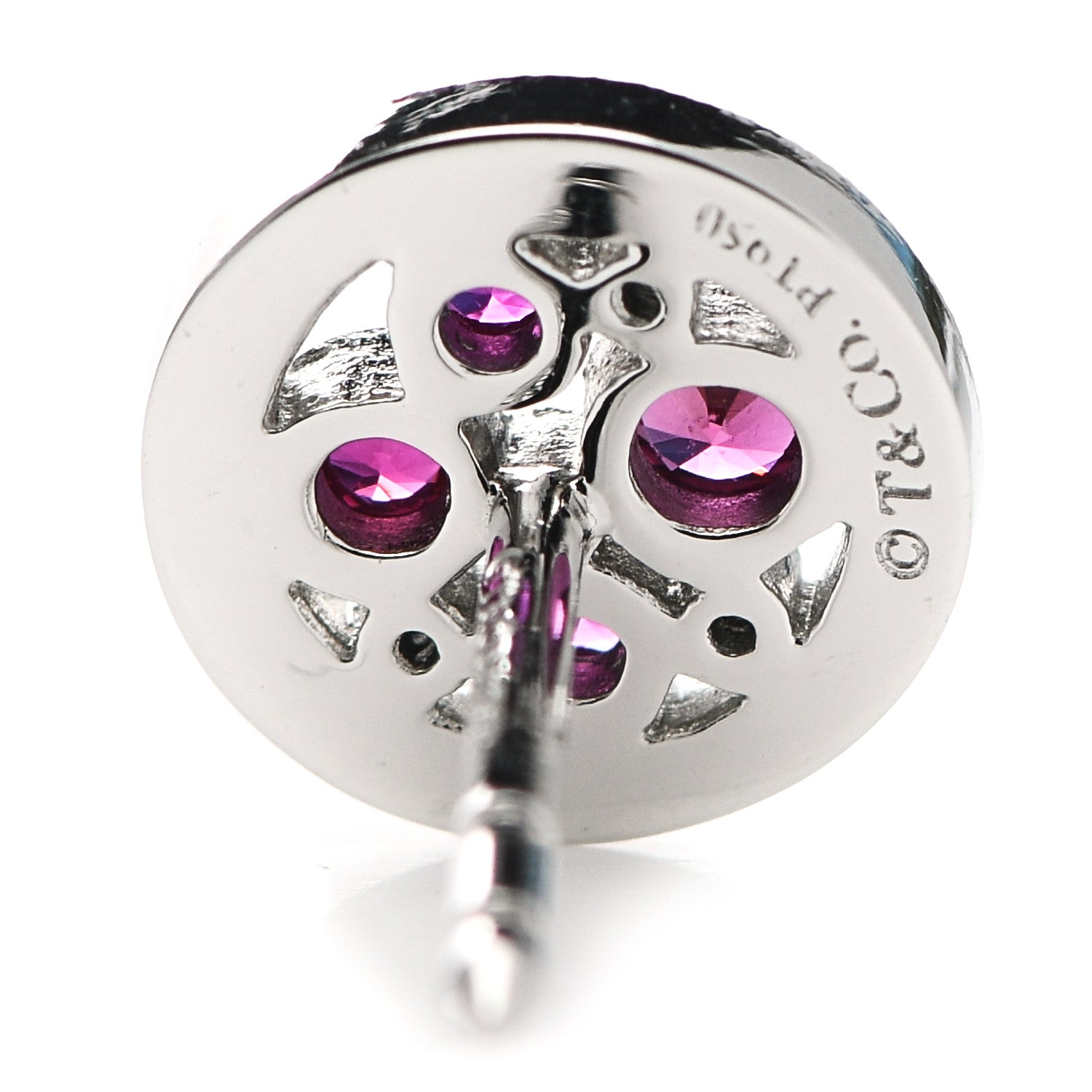 Tiffany Platinum Diamond Ruby Cobblestone Stud Earrings 4 of 6