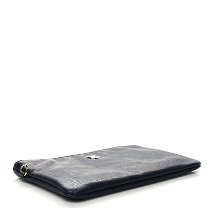 Chanel Caviar CC Wrist Pouch Navy Blue 4 of 8