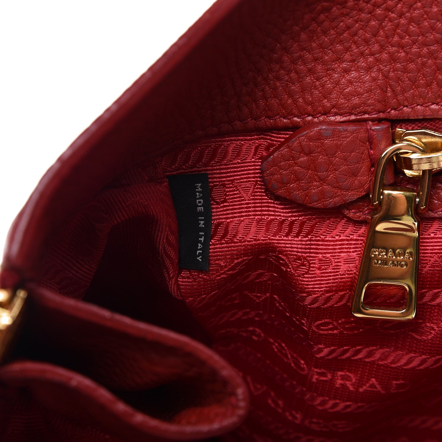 Prada Vitello Daino Side Zip Tote Rosso 8 of 16
