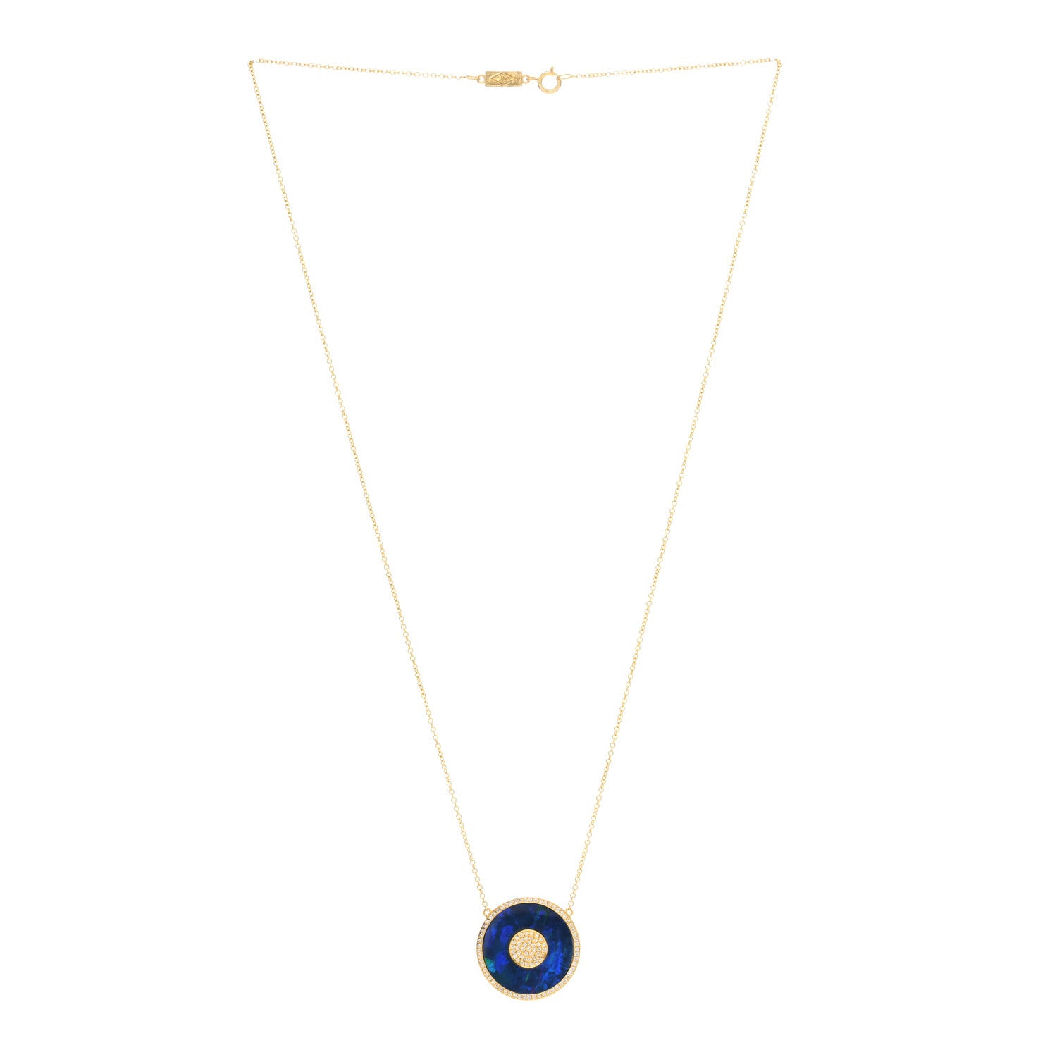 Jennifer Meyer 18K Yellow Gold Diamond Blue Boulder Opal Evil Eye Pendant Necklace 2 of 3