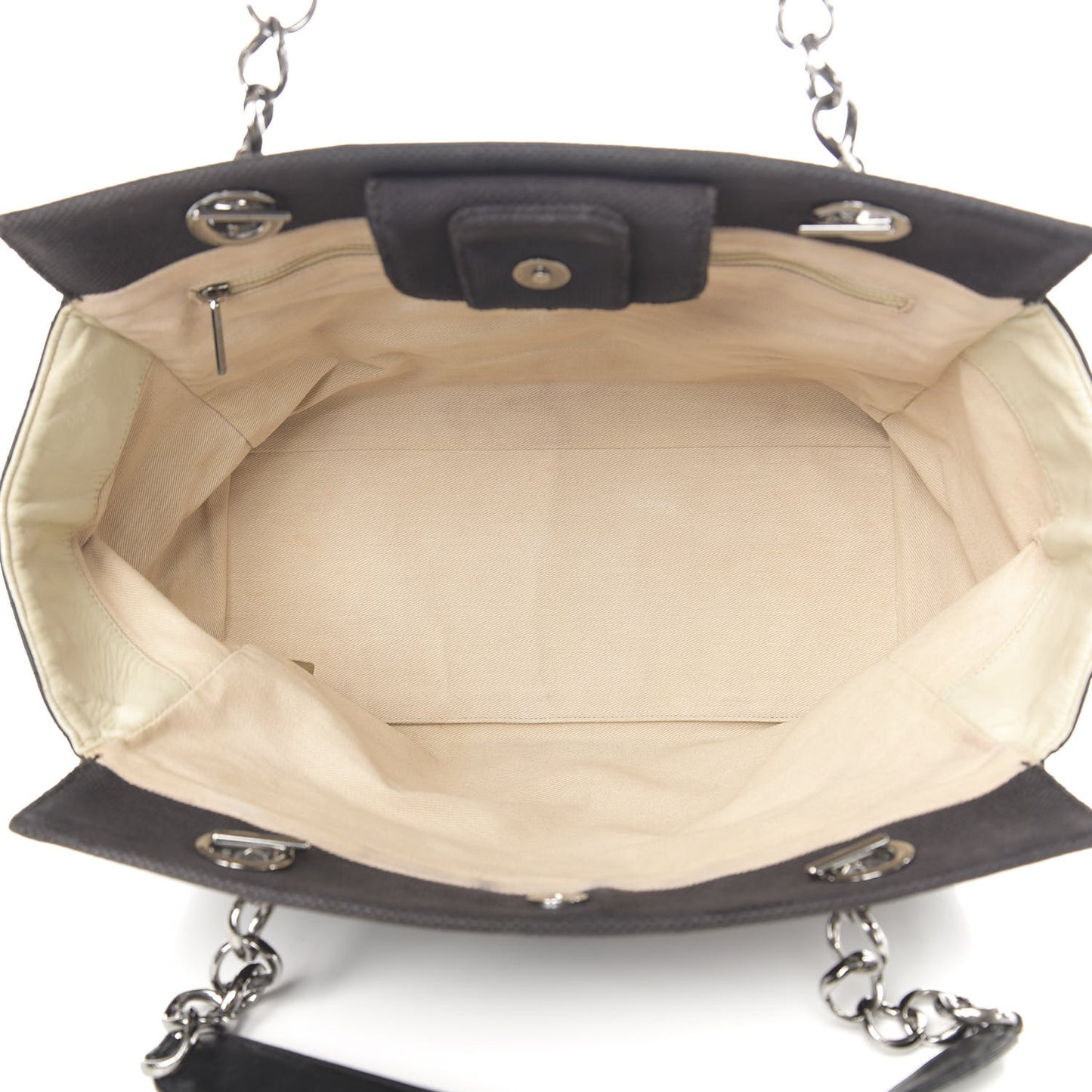 Lambskin Canvas Chocolate Bar CC Shopping Tote Black