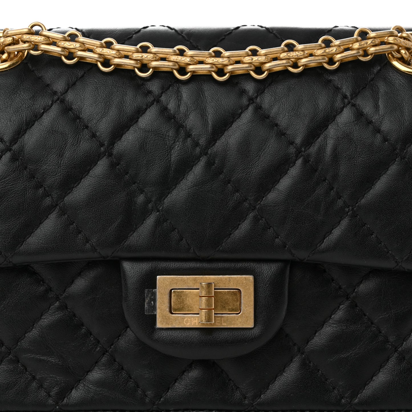 Aged Calfskin Quilted 2.55 Reissue Mini Flap Black