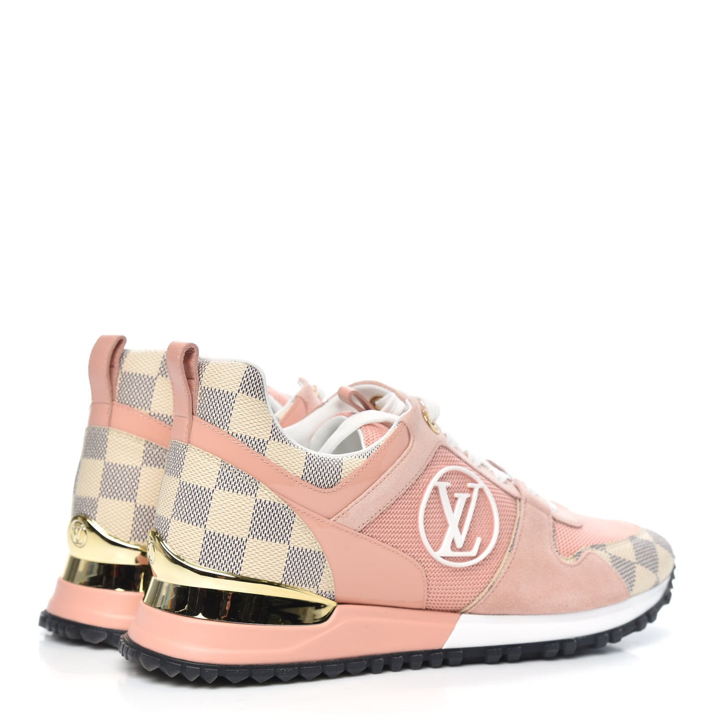 Suede Damier Azur Run Away Sneakers 37.5 Pink