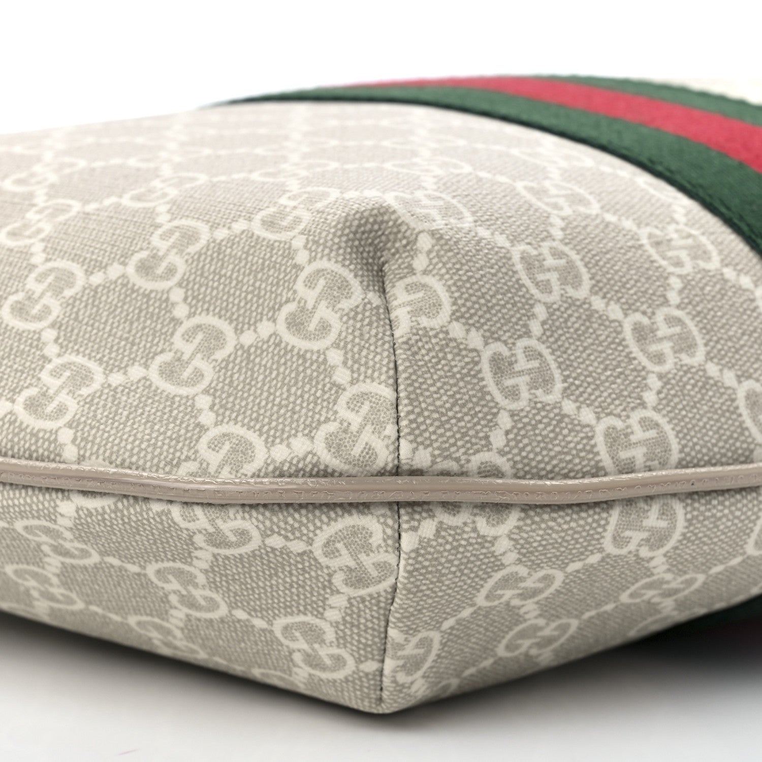 Gucci GG Supreme Monogram Textured Dollar Calfskin Web Small Ophidia Half Moon Hobo Beige Mystic White Oatmeal 10 of 11