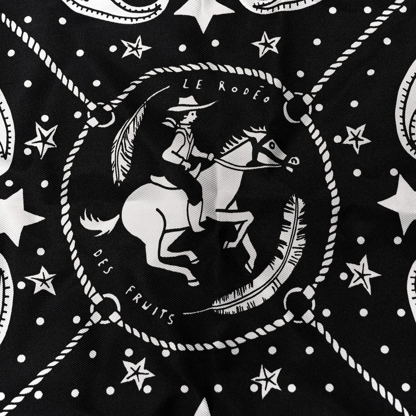 Silk Le Rodeo des Fruits Bandana Scarf 55 Black White