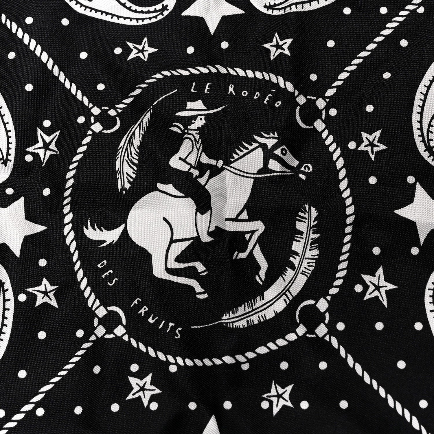 Hermes Silk Le Rodeo des Fruits Bandana Scarf 55 Black White 5 of 5