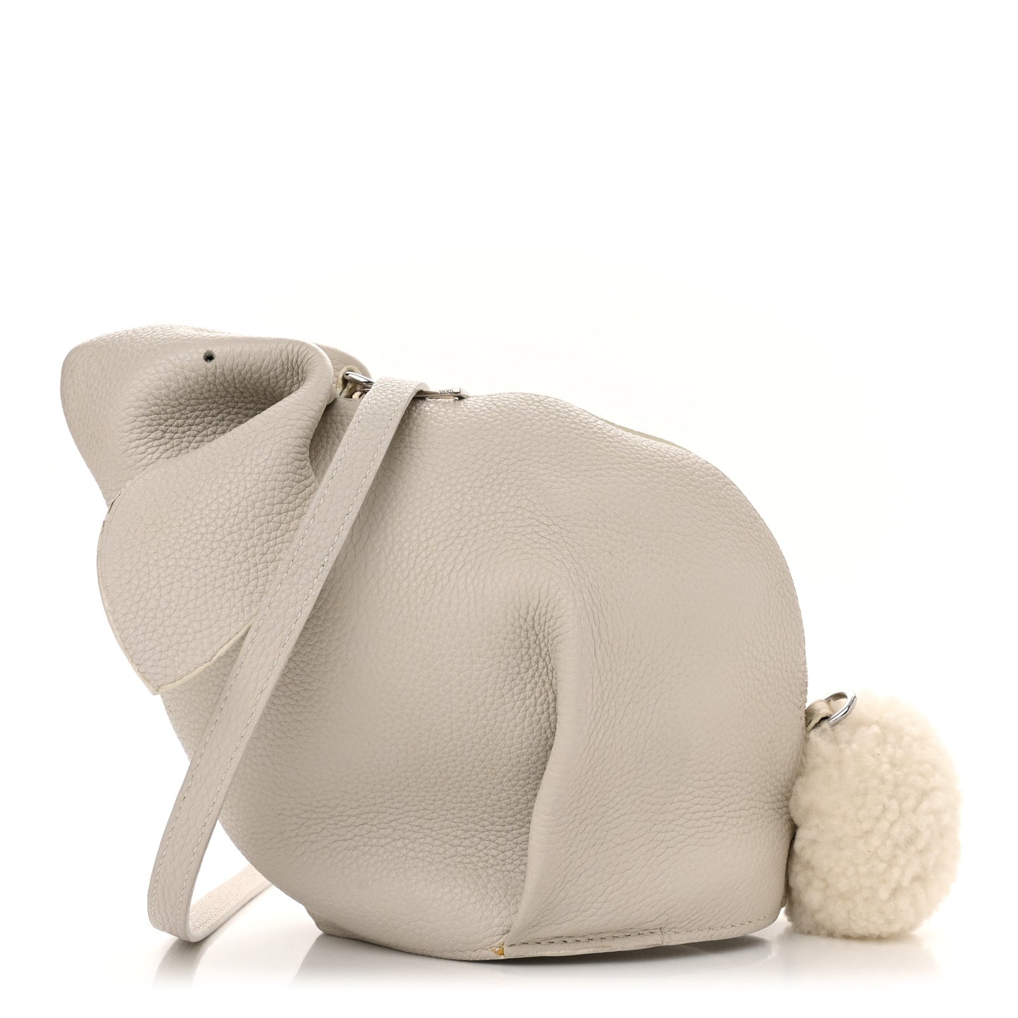 Calfskin Shearling Mini Bunny Crossbody Bag White