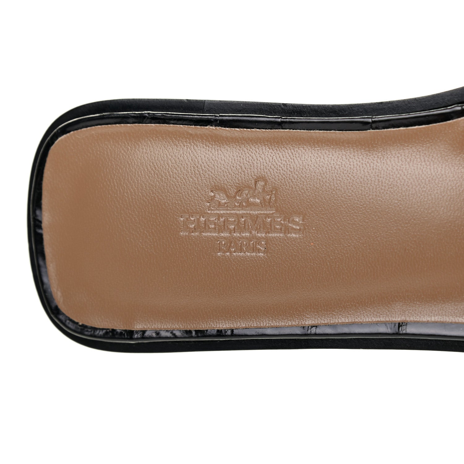 Hermes Shiny Alligator Oran Sandals 37 Black 7 of 8