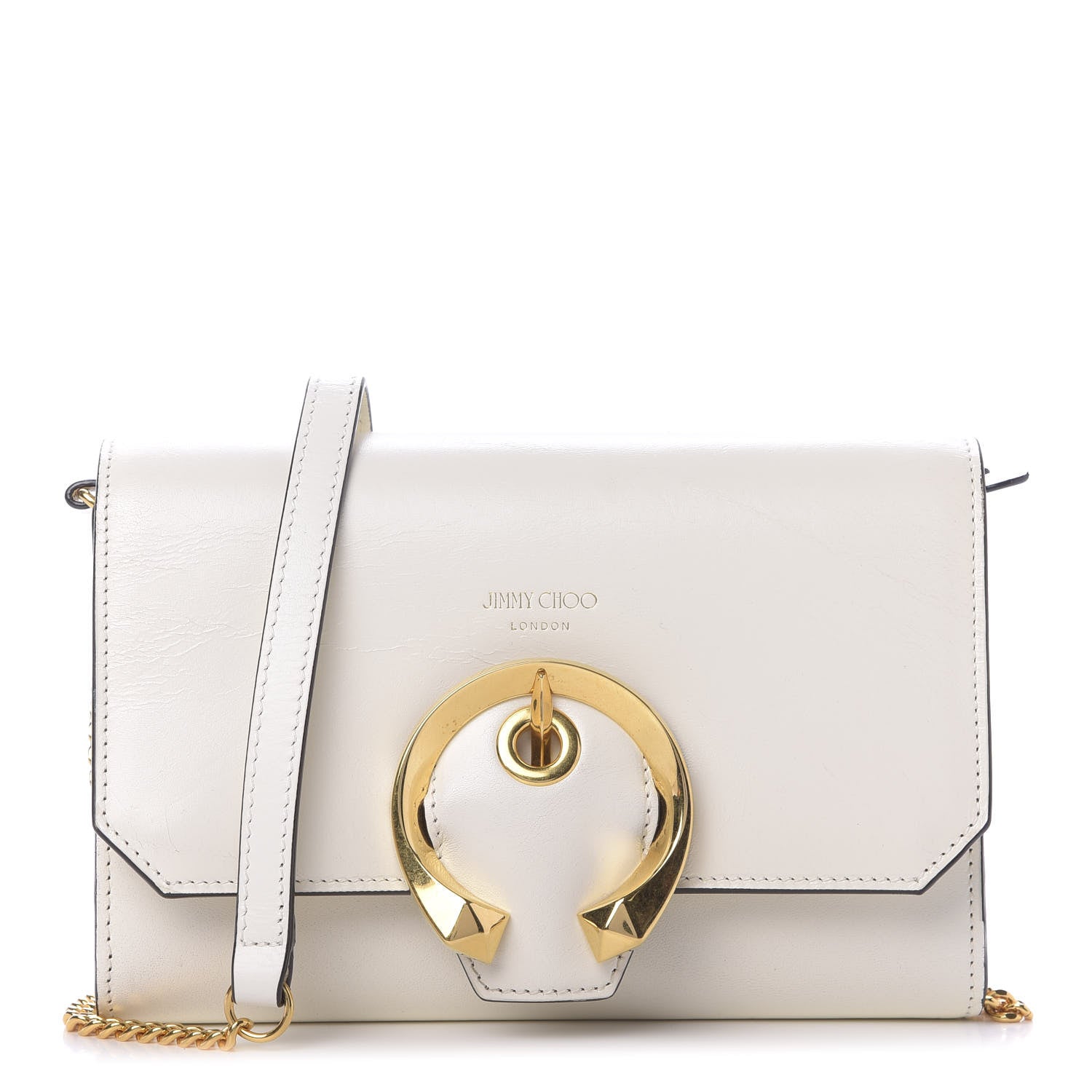 Jimmy Choo Calfskin Mini Madeline Wallet On Chain Latte 1 of 9